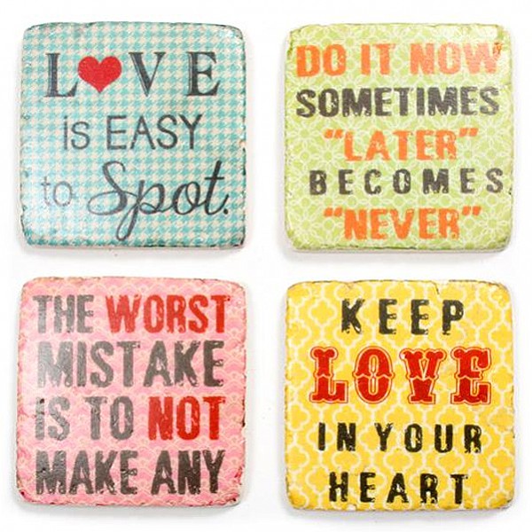 Coasters Love is easy to spot