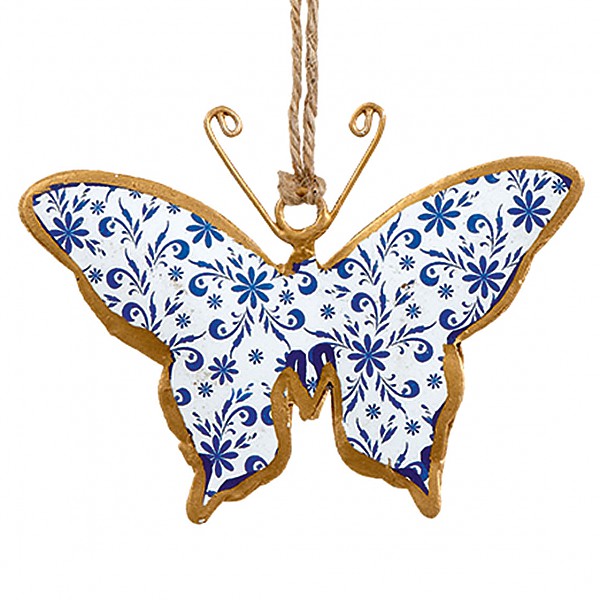 Butterfly in sheet metal - White / Blue