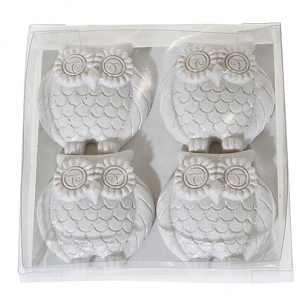 Magnets Owl 4 pcs - White
