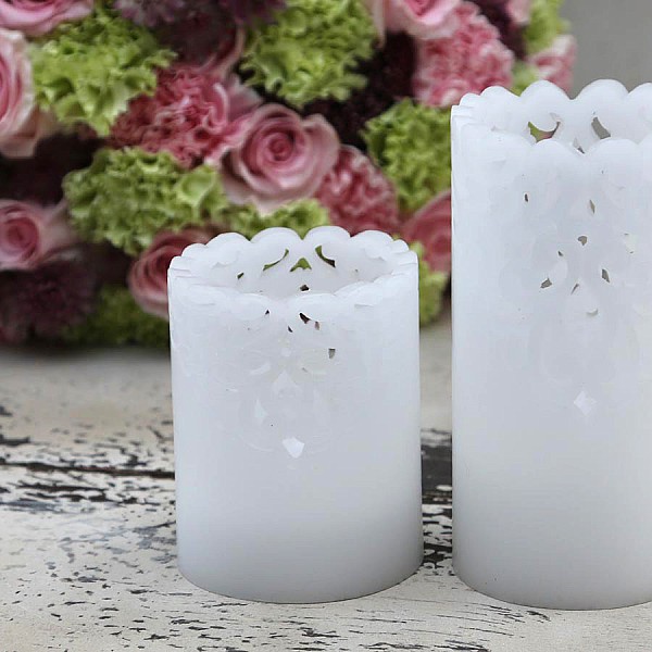 Stearinljus med batterier Lace - Höjd 10 cm