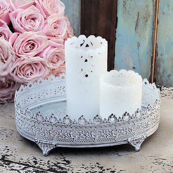 Oval Tray with mirror - Antique White