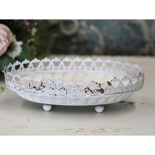 Tray with lace edge - Antique Cream