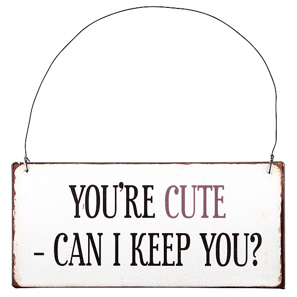 Metal Sign You're cute - Can I keep you?