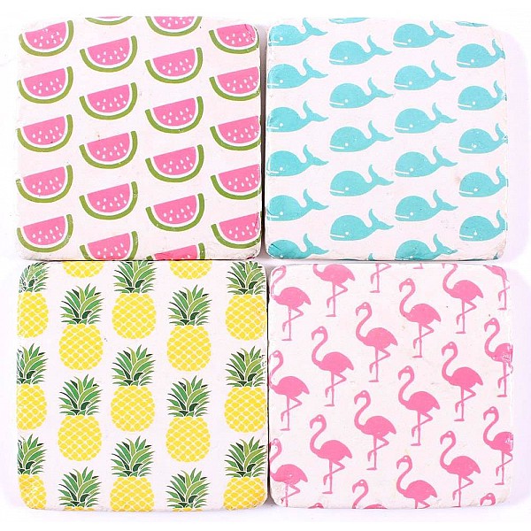 Coasters Melon Whale Pineapple Flamingo