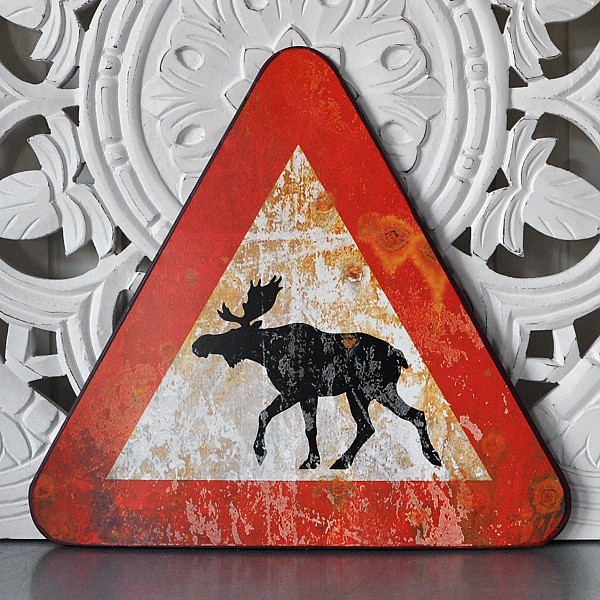 Tin Sign Warning Moose / Elk