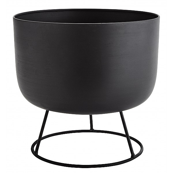 Flower Pot with round stand - Antique Black