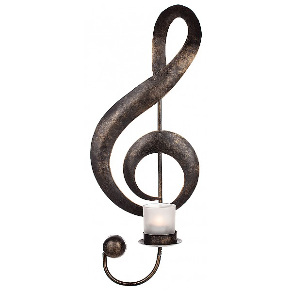 Candle Holder G-clef in hammered metal