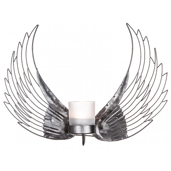 Candle Holder Wrought Iron Wings Wall