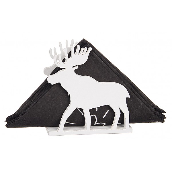 Wooden Napkin Holder Moose - White