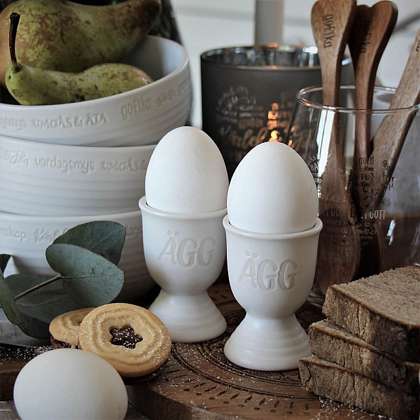 Majas Egg Cup Kärlek & Fika - Offwhite