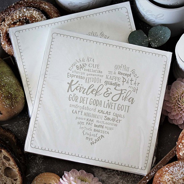 Majas Servetter Karlek Fika Vit Majas Cottage Mixin