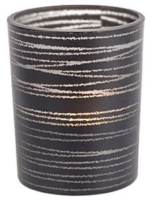 Striped Candle Holder - Black / Silver