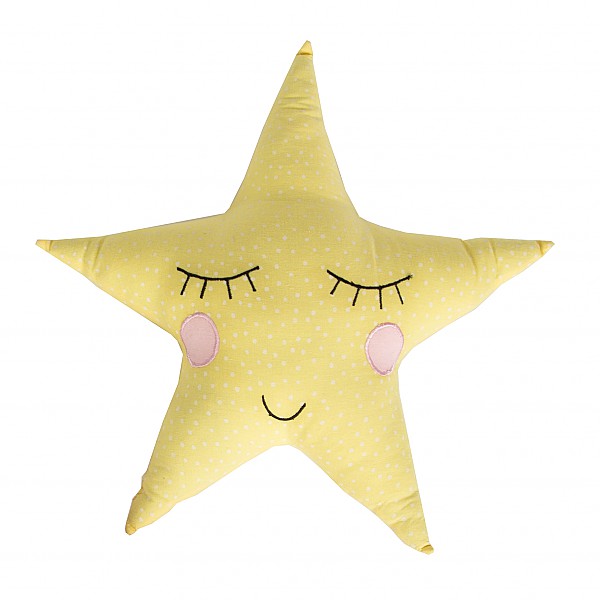 Polka Dot Pastel Star Cushion - Yellow