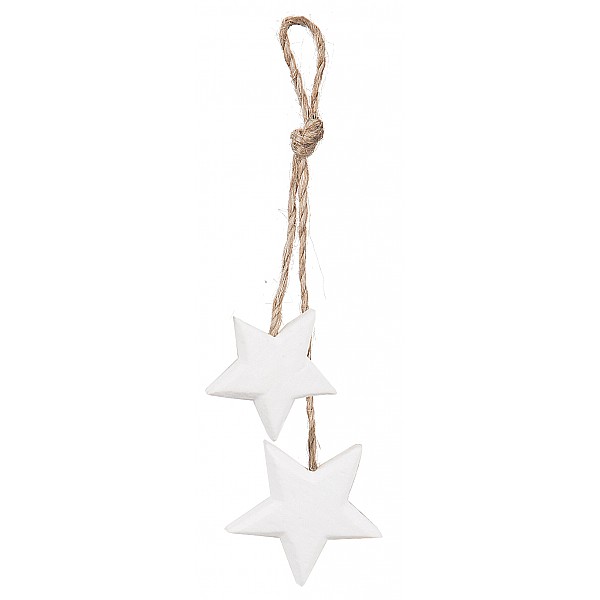 Hanging Star Wood in pair - White