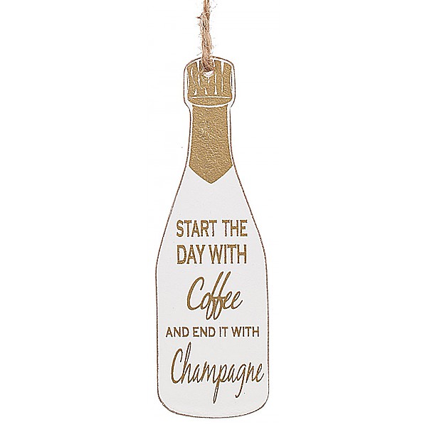 Champagner-Flaschenanhänger Goldkorken - Beginnen Sie den Tag mit Kaffee und beenden Sie ihn mit Champagner