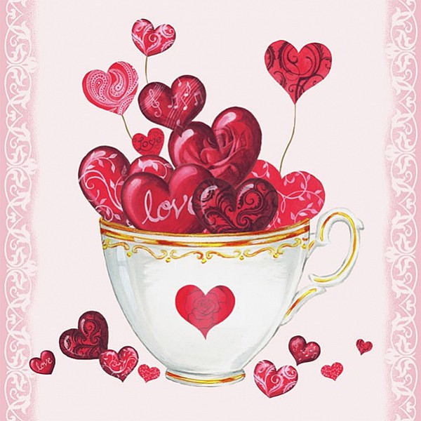 Napkins Cup Of Hearts