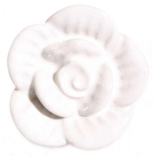 Knob Rose Porcelain - White