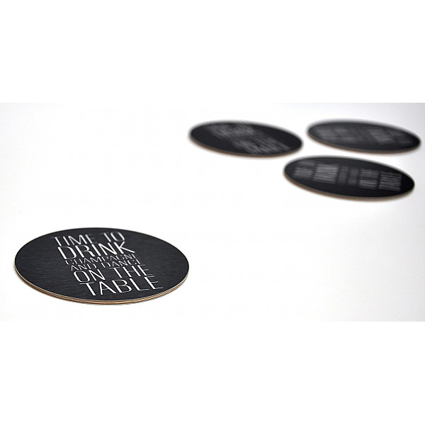 Coasters Time to drink Champagne 4 pcs - Black / White