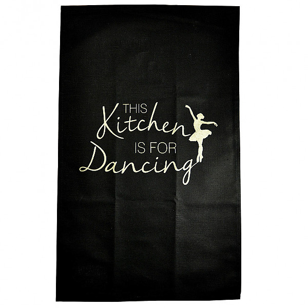 Tea Towel This kitchen is for dancing - Black / Gold