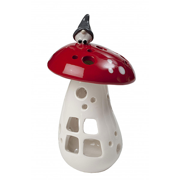 Lantern Gnome on mushroom - Medium