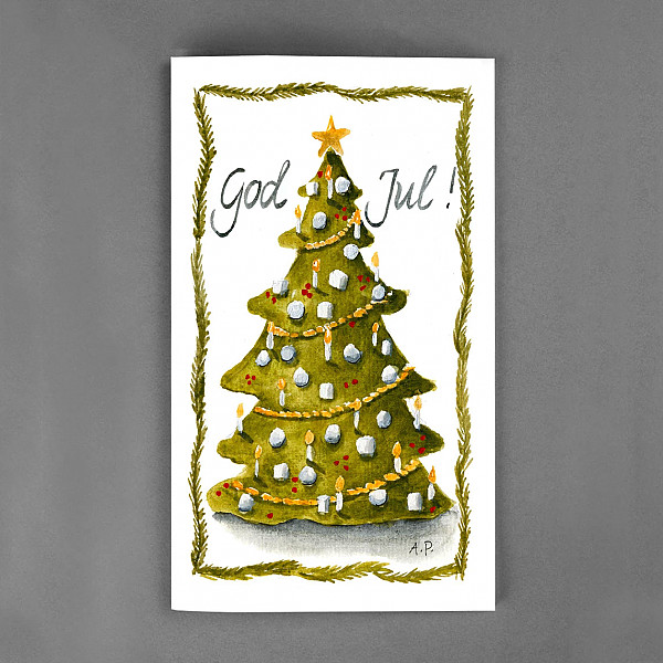 Christmas Card God Jul Christmas Tree