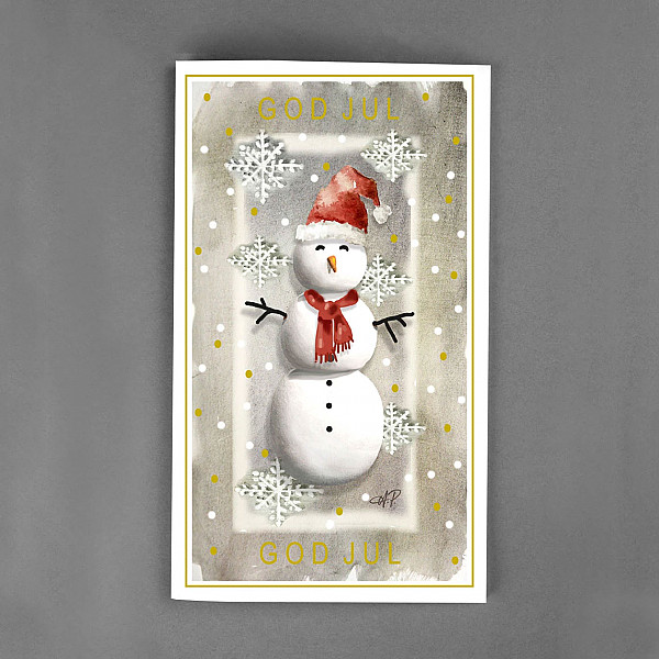 Christmas Card God Jul Snowman