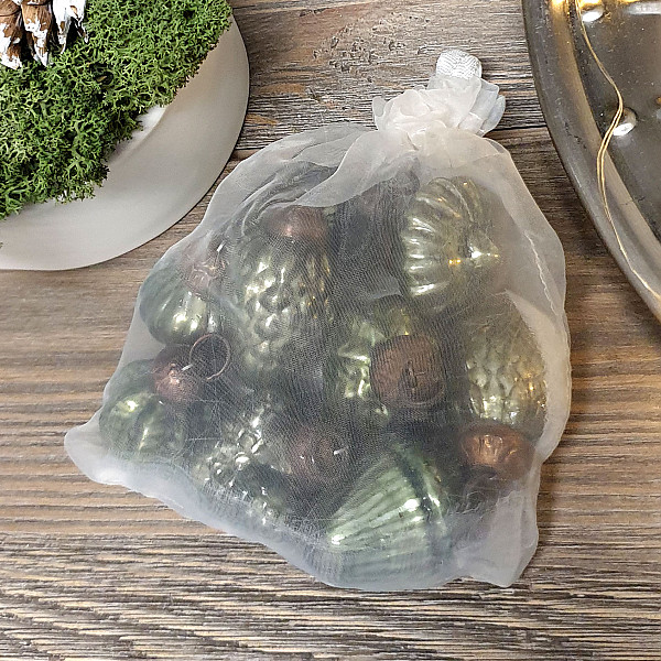 Christmas Baubles in a bag - Olive
