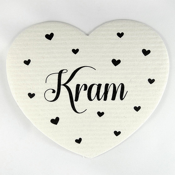 Dish Cloth Heart Kram - White / Black