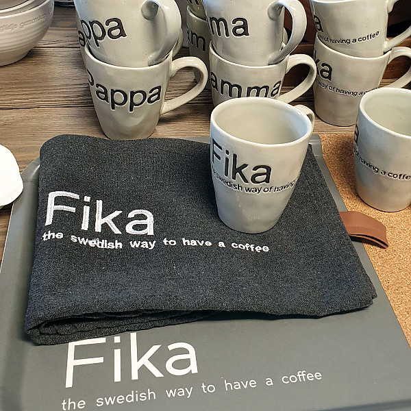 Tea Towel Fika - Dark Grey