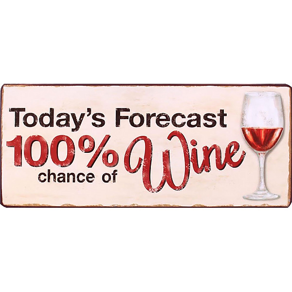 Tin Sign Today's forecast 100% chance of wine