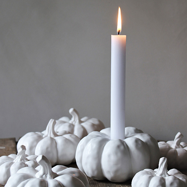 Majas Candlestick Pumpkin - White