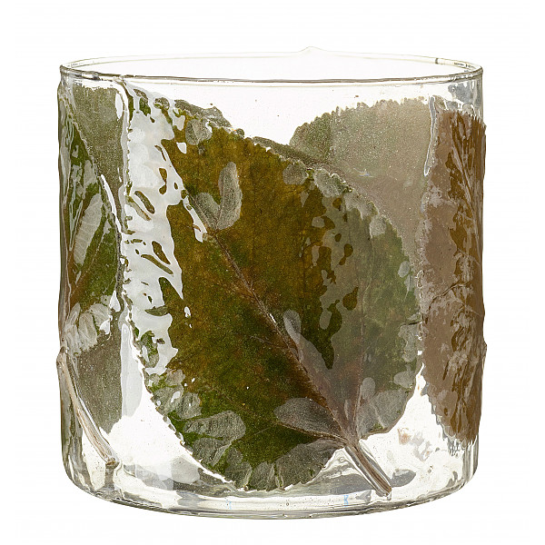 Candle Holder Leaves Clear / Green