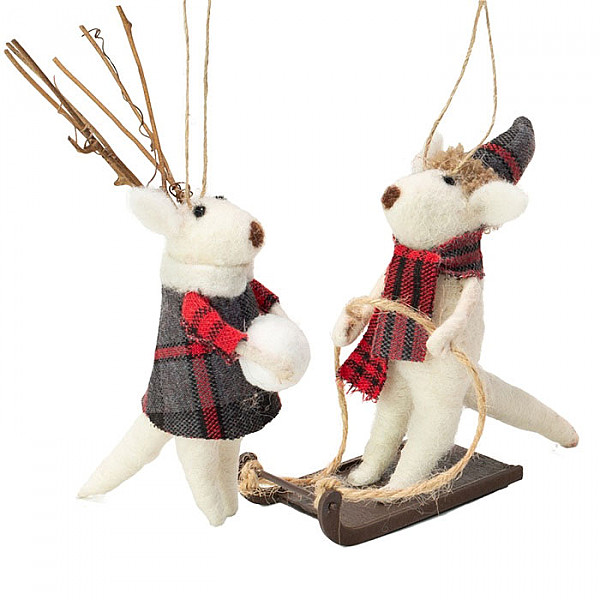 Reindeer White with sled set of 2