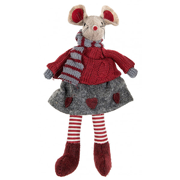 Mouse Girl Sitting - Red / Grey