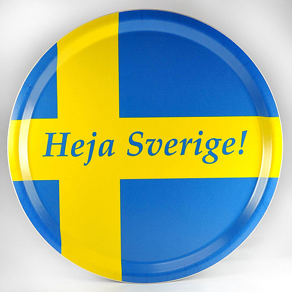 Round Tray Heja Sverige - Blue / Yellow