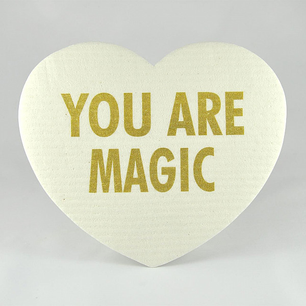 Dish Cloth Heart You are Magic - White / Gold