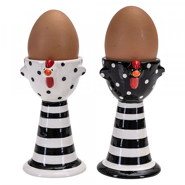 Egg Cup Hen 2 pcs - White / Black