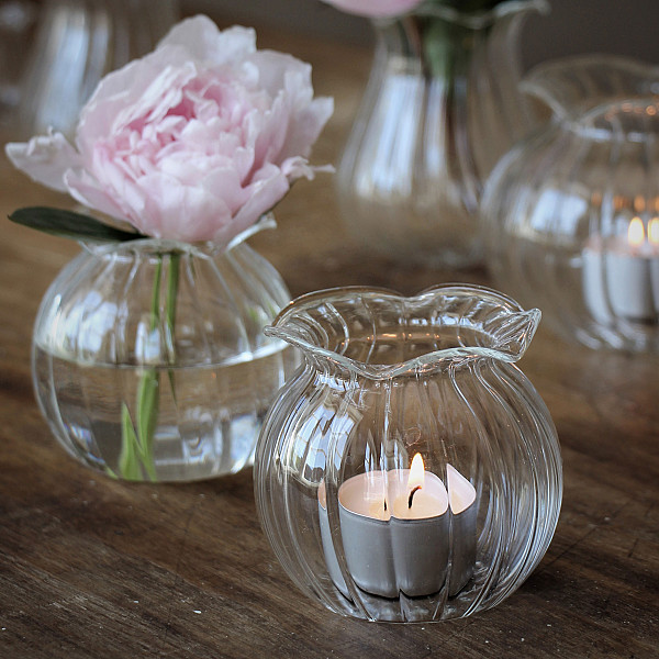 Majas Glass Vase / Candle Holder Peony Round - Small