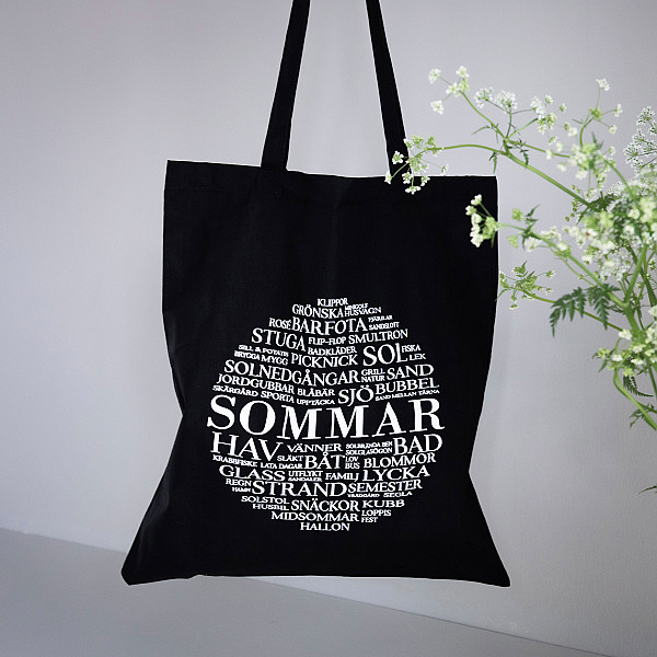 Fabric Bag Sommar - Black / White