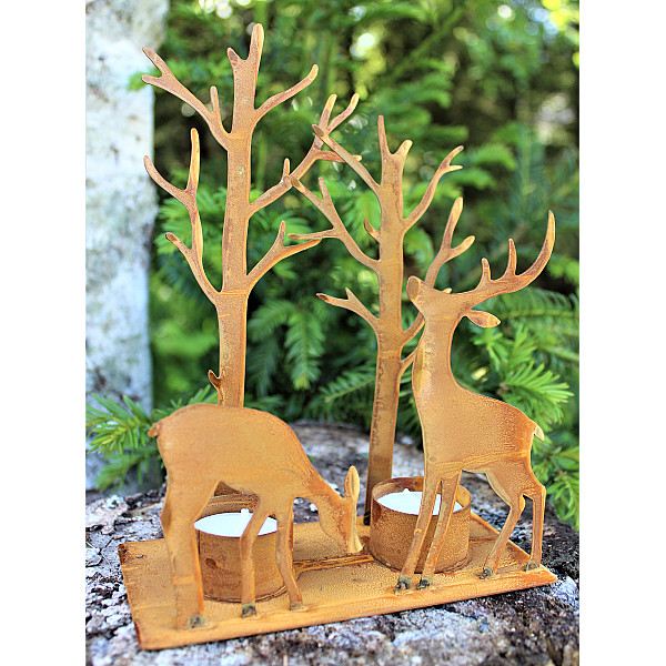 Teelichthalter Rentiere & Bäume