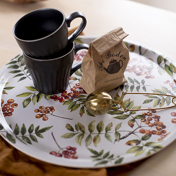 Rundes Tablett Vogelbeeren