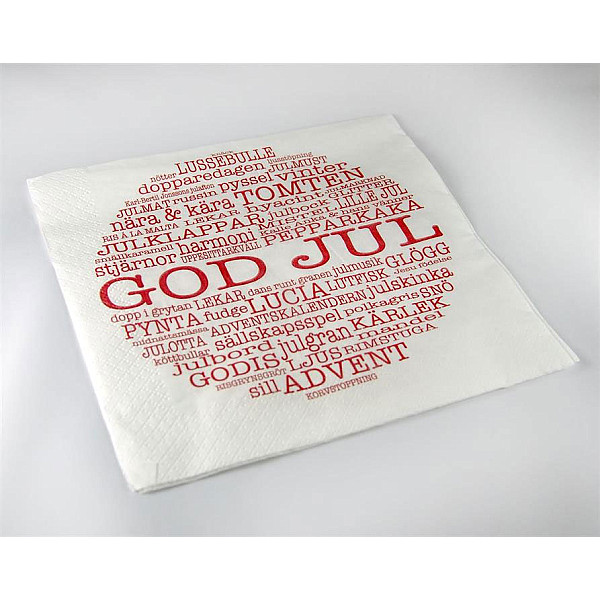 Napkins God Jul-words - White / Red