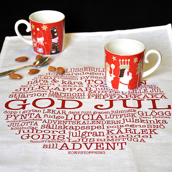 Geschirrtuch God Jul-Wörter