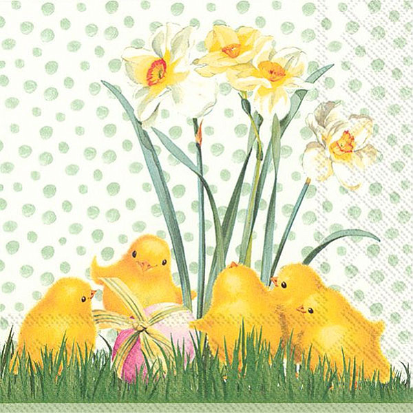 Servietten Huhn im Frühling