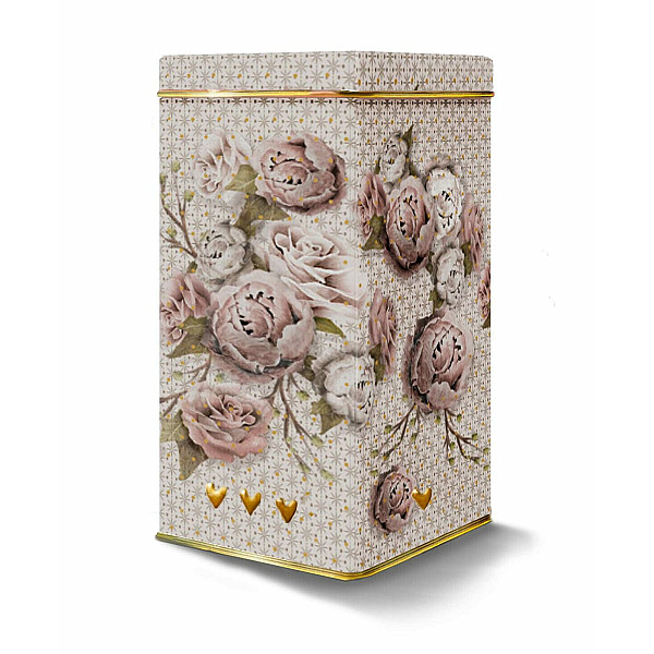 Blechdose Rosa / Weiße Pfingstrosen