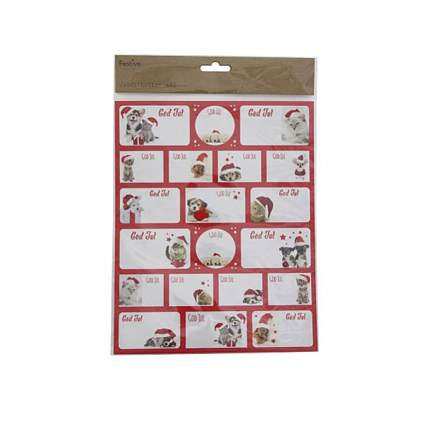 Weihnachtsgeschenketiketten Katze & Hund 40er Pack