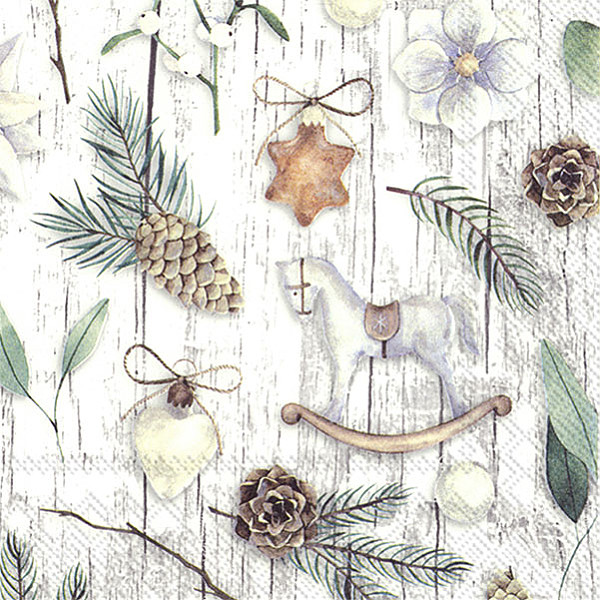 Servietten White Xmas Deco