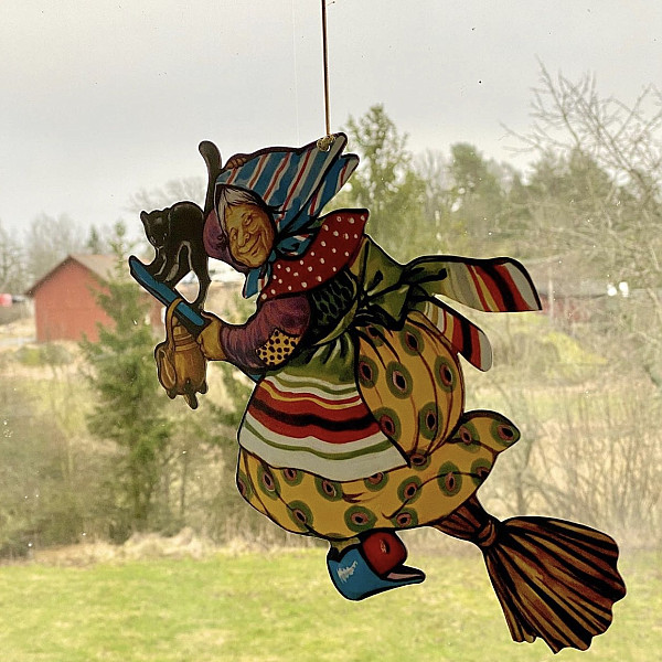 Osterhexe Karton Groß Schwarze Katze