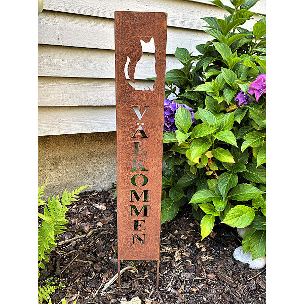 Skylt Välkommen Katt