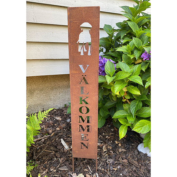 Skylt Välkommen Hund